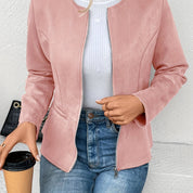 Stylish Plus Size Zip-Up Jacket - Elegant Comfort