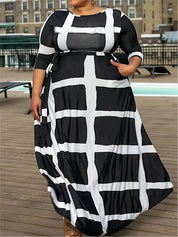 Plus Size Plaid Print Maxi Dress 12-22