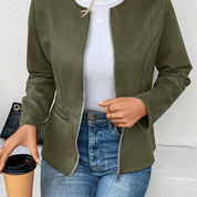 Stylish Plus Size Zip-Up Jacket - Elegant Comfort