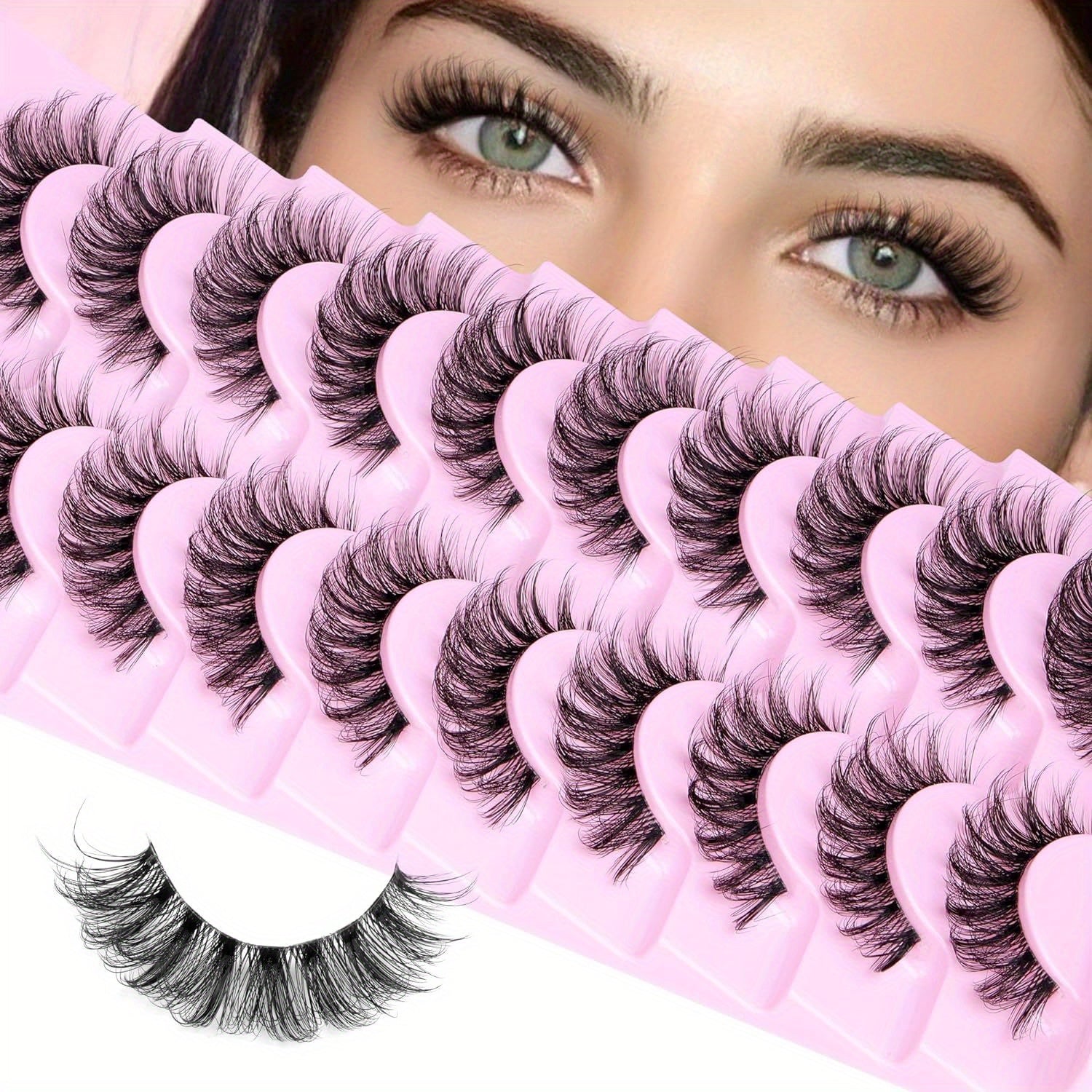 10 Pairs Natural Fluffy D Curl False Lashes | Premium Eyelash Extensions Plus Polished Pros