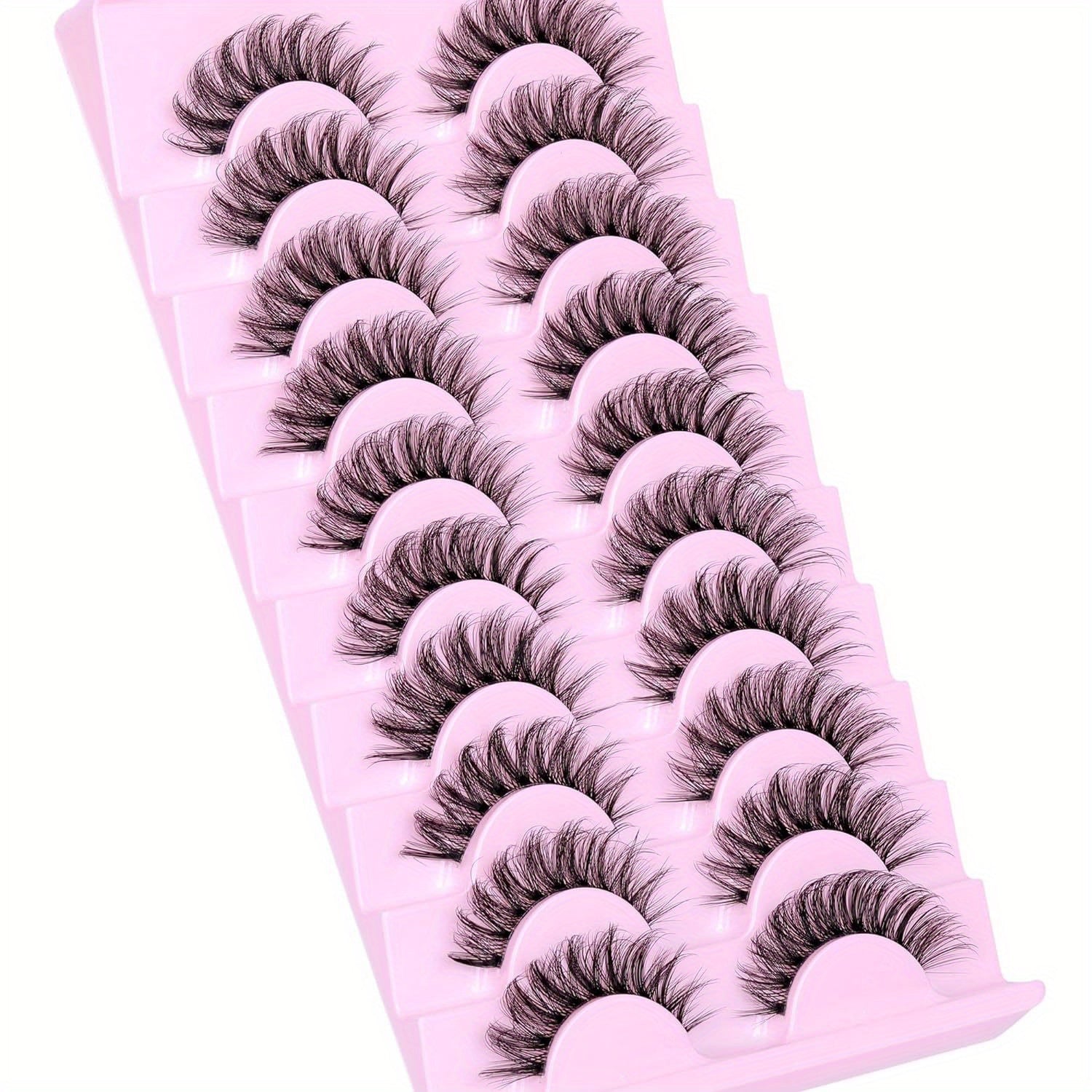 10 Pairs Natural Fluffy D Curl False Lashes | Premium Eyelash Extensions Plus Polished Pros