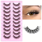 10 Pairs Natural Fluffy D Curl False Lashes | Premium Eyelash Extensions Plus Polished Pros