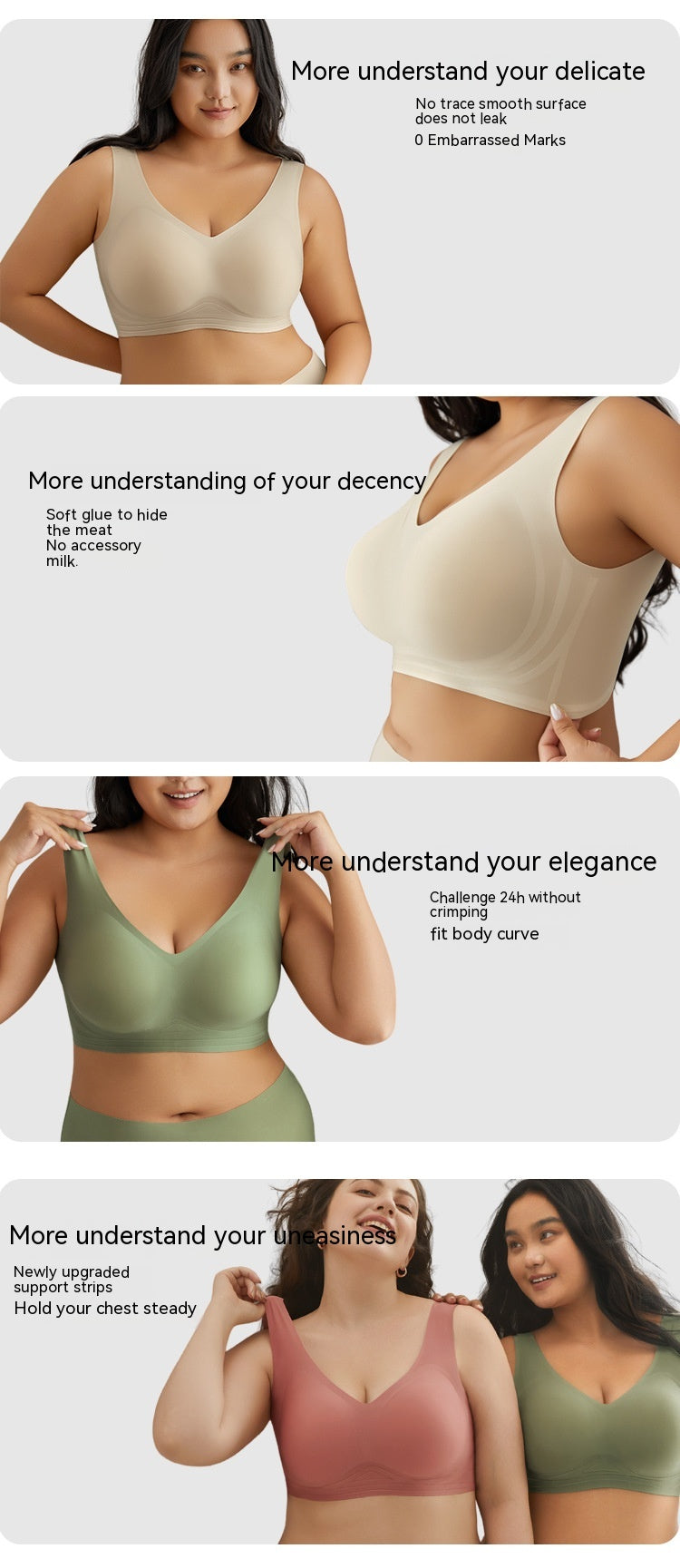 Plus Size Seamless Push-Up Bra Plus Polished Pros