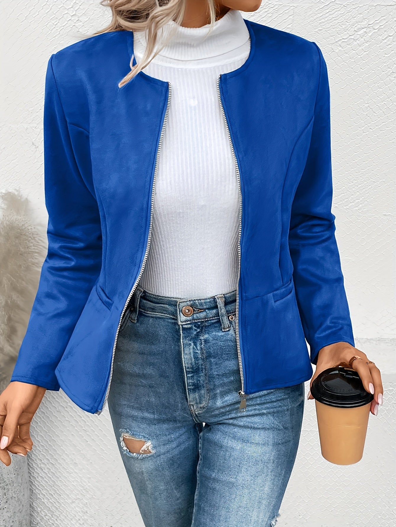 Stylish Plus Size Zip-Up Jacket - Elegant Comfort