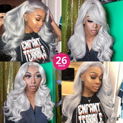 Silver Gray Lace Front Long Loose Curly Wave Wig