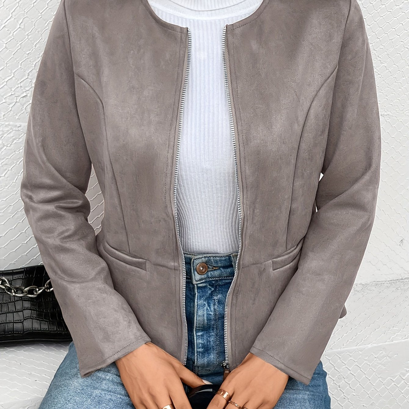 Stylish Plus Size Zip-Up Jacket - Elegant Comfort