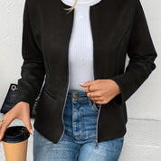 Stylish Plus Size Zip-Up Jacket - Elegant Comfort