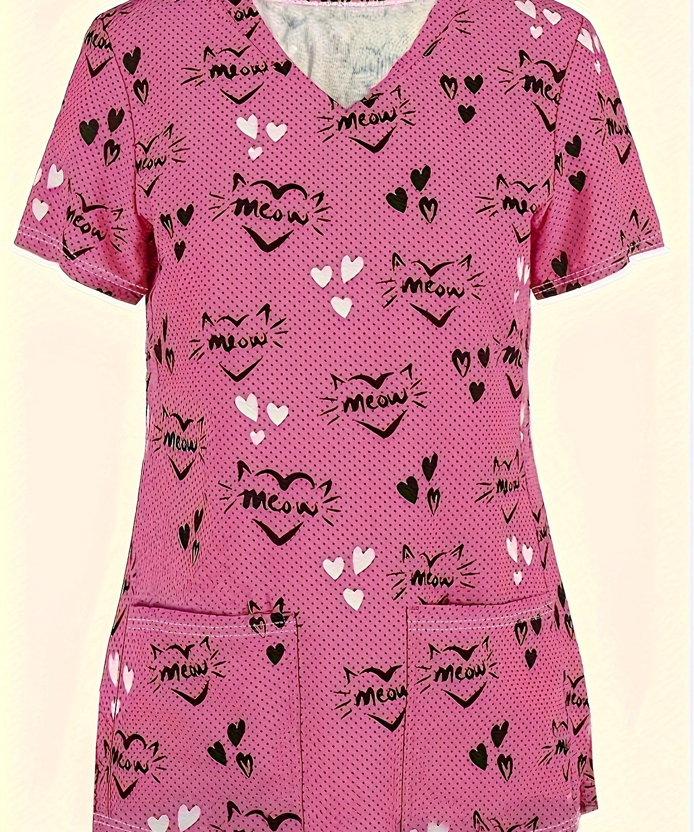 Women's Plus Size Cat Heart Print V-Neck Top | 14-24 Plus Polished Pros