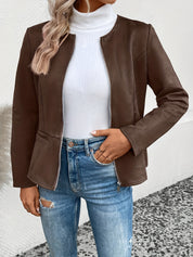 Stylish Plus Size Zip-Up Jacket - Elegant Comfort