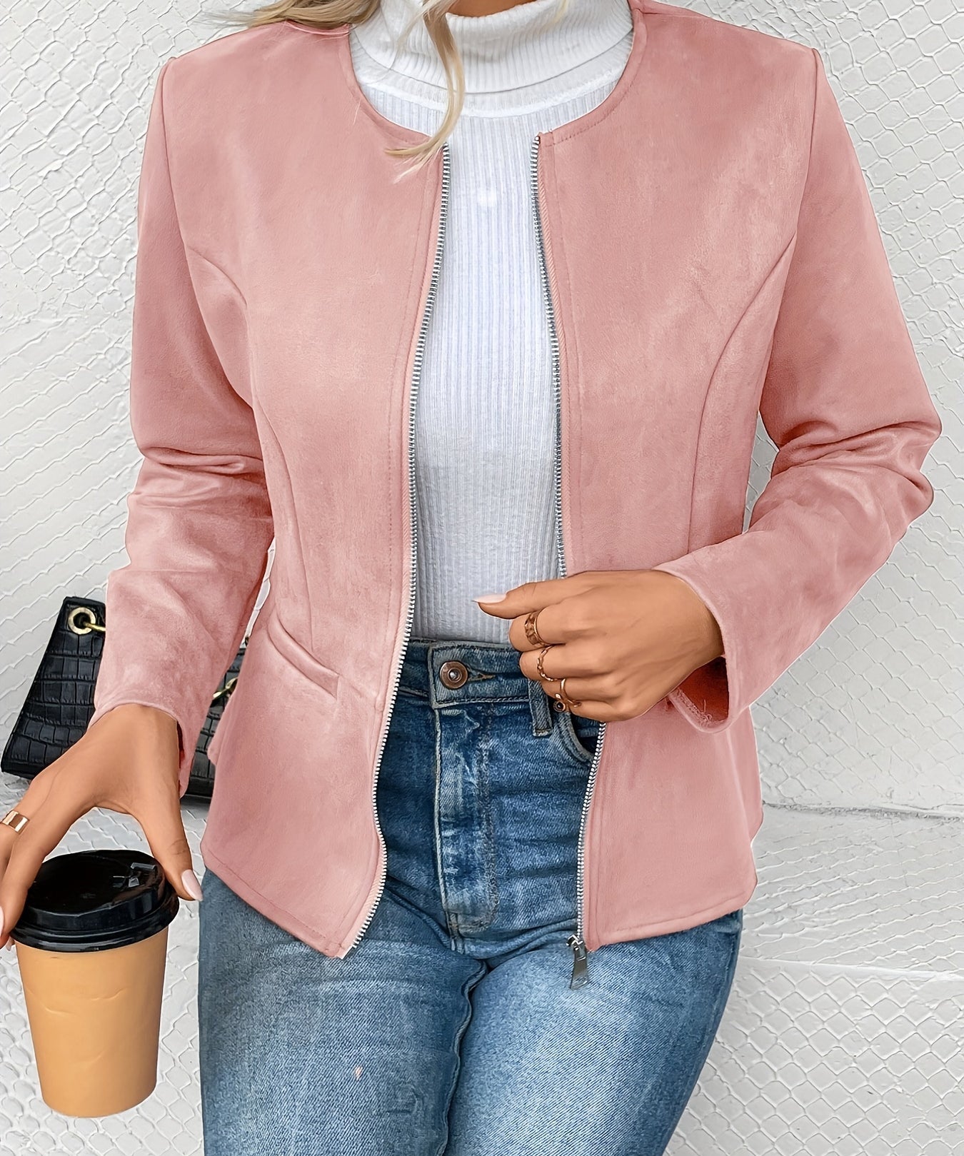 Stylish Plus Size Zip-Up Jacket - Elegant Comfort