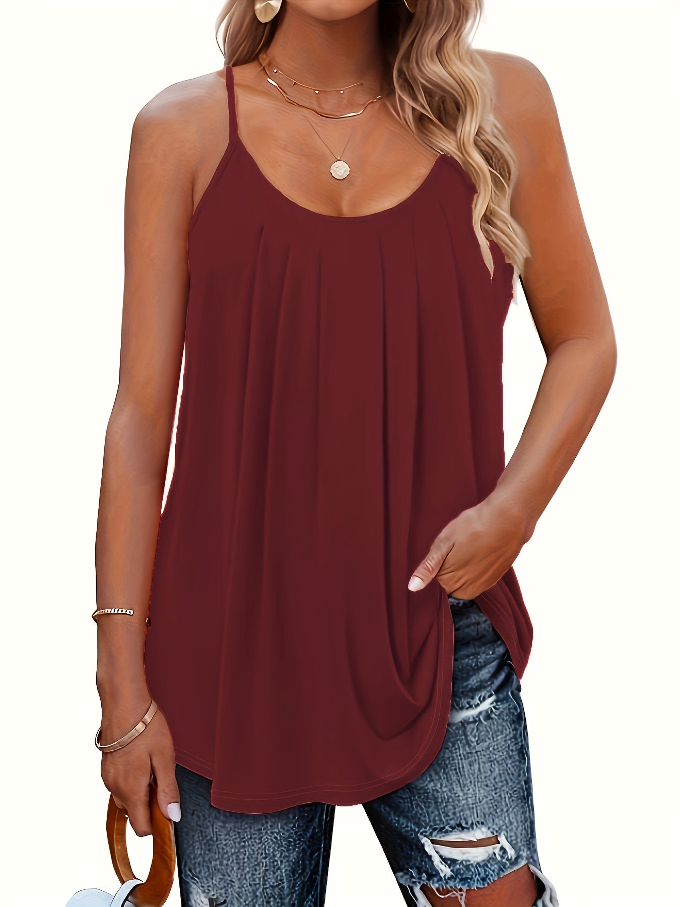 Women's Plus Size Pleated Cami Top 14-28 Plus Polished Pros