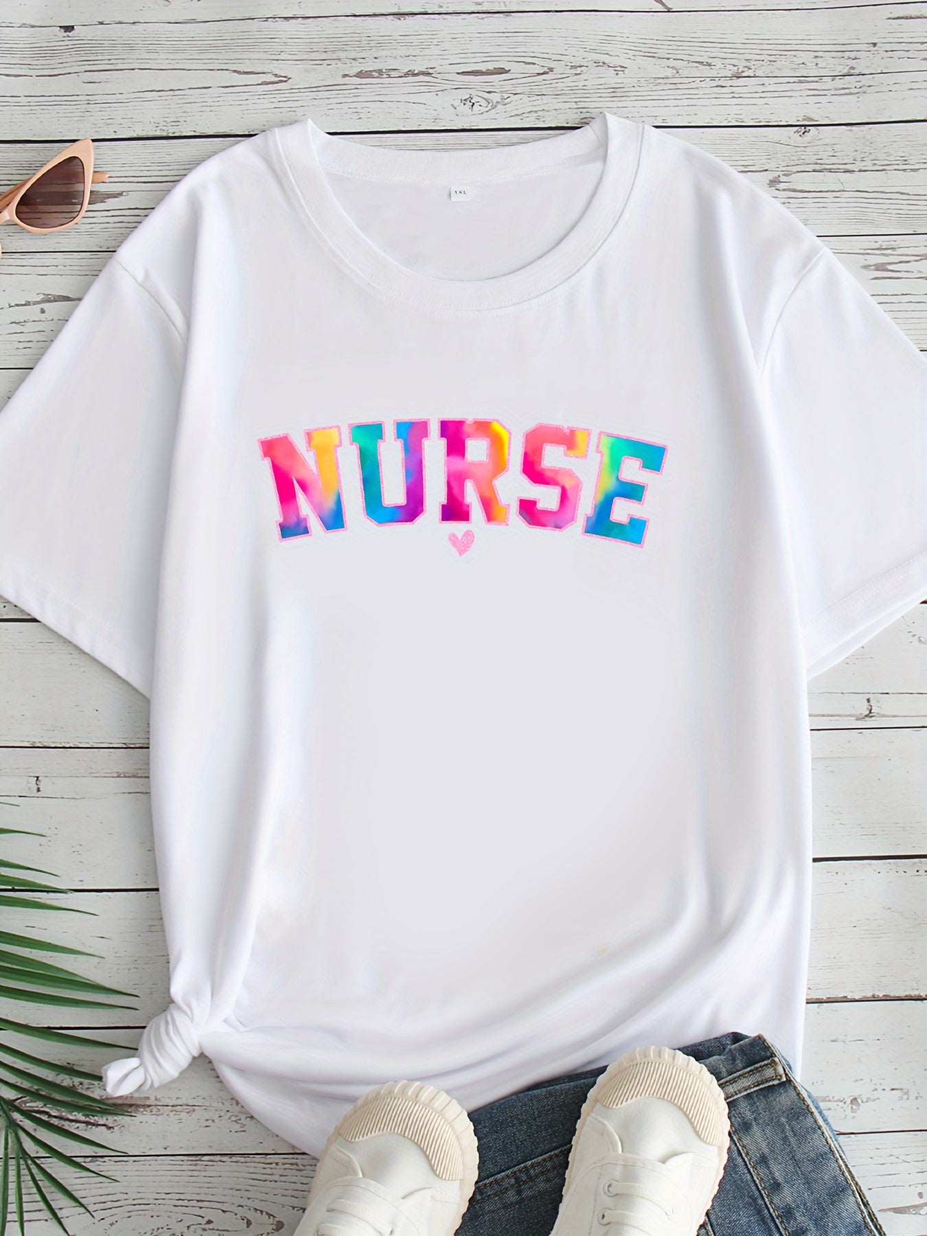 NURSE Print Plus Size 14-28 T-shirt Plus Polished Pros