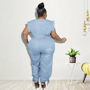 Plus Size Denim Jumpsuit with Pockets Plus Polished Pros