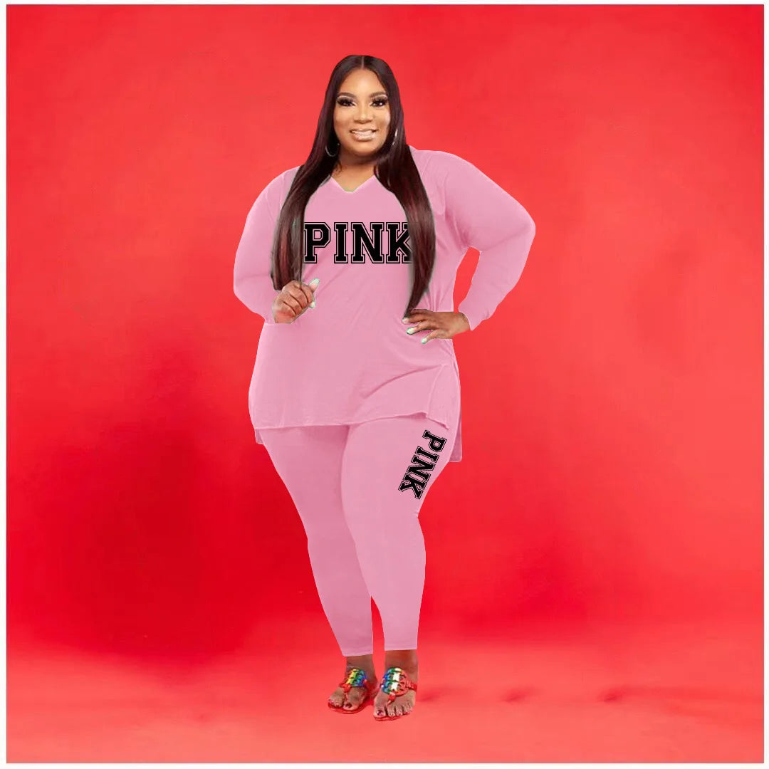 Plus Size Two Piece Set -PINK Plus Polished Pros