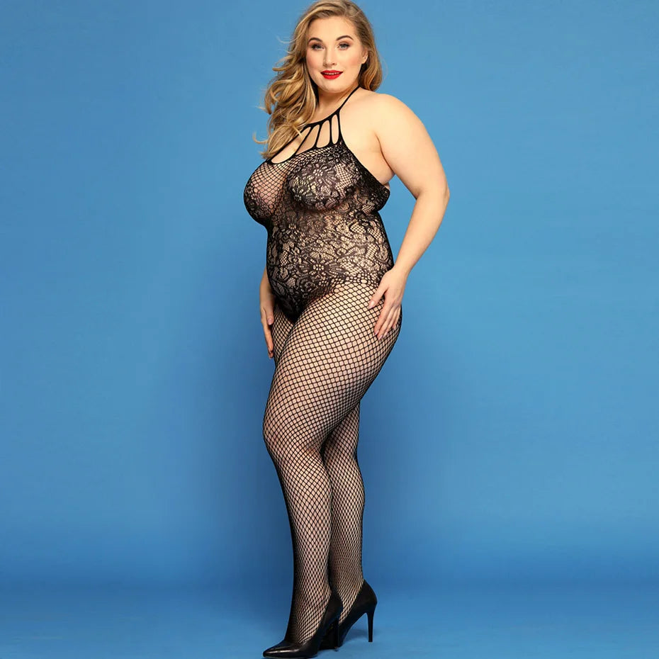 Plus Size Sexy Halter Bodysuit Lingerie for Women Plus Polished Pros