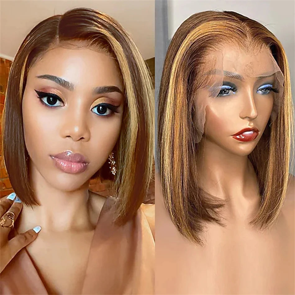 Highlight Straight Bob Lace Front Human Hair Wig