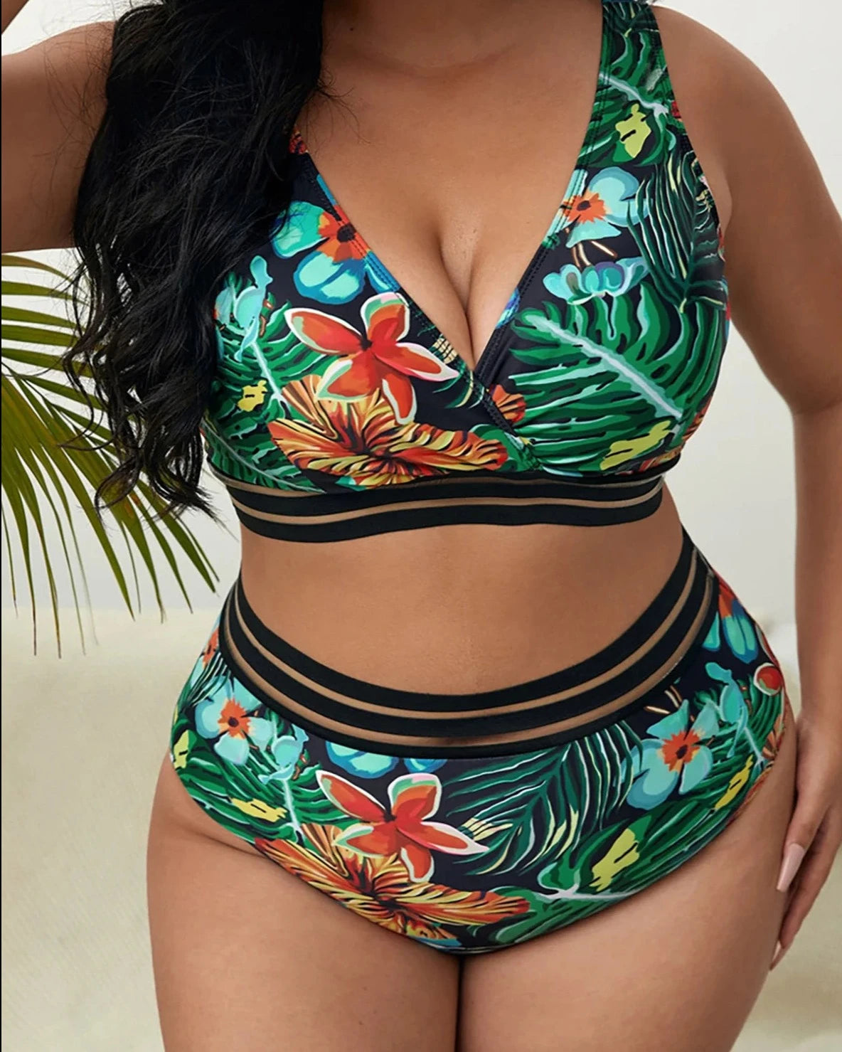 Elegant Printed Plus Size Bikini Set