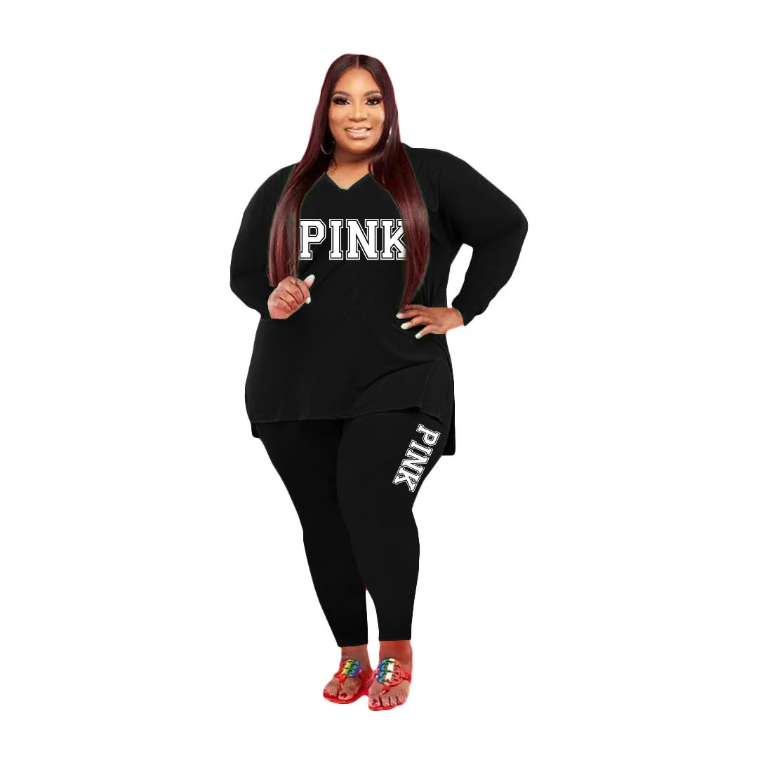 Plus Size Two Piece Set -PINK Plus Polished Pros