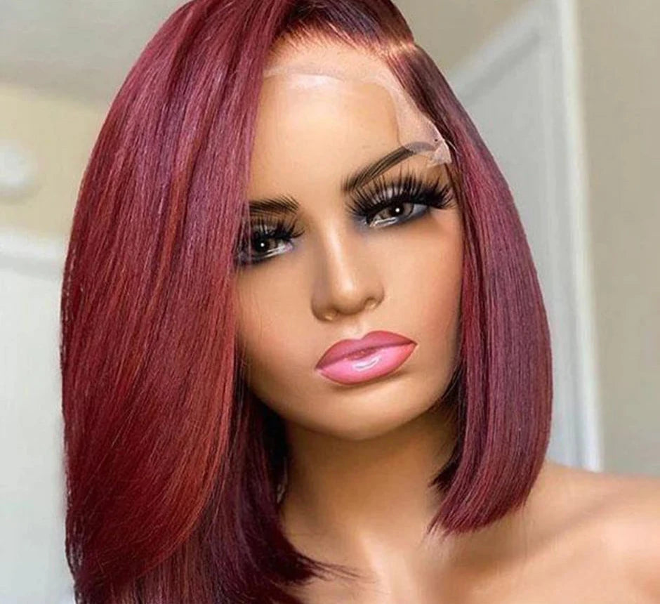 99J Burgundy Brazilian Lace Frontal Wig - Glam Style