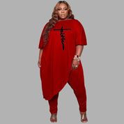 Plus Size Embroidered FAITH Two Piece Set Plus Polished Pros