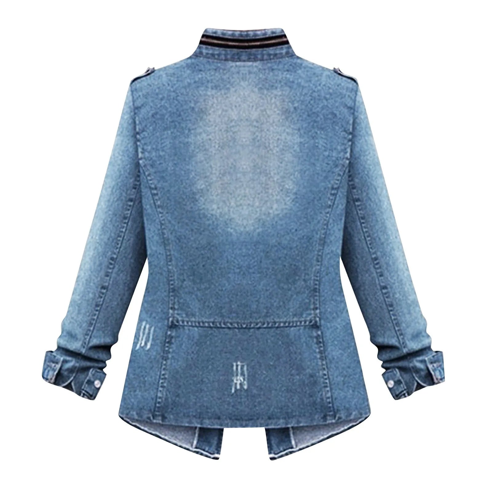 Plus Size Women's Denim Jacket with Chain Detail Plus Polished Pros