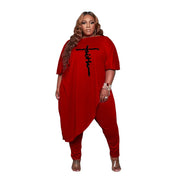 Plus Size Embroidered FAITH Two Piece Set Plus Polished Pros