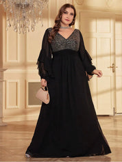 Plus Size V-Neck Sequined Evening Dress 12-26 Plus Polished Pros