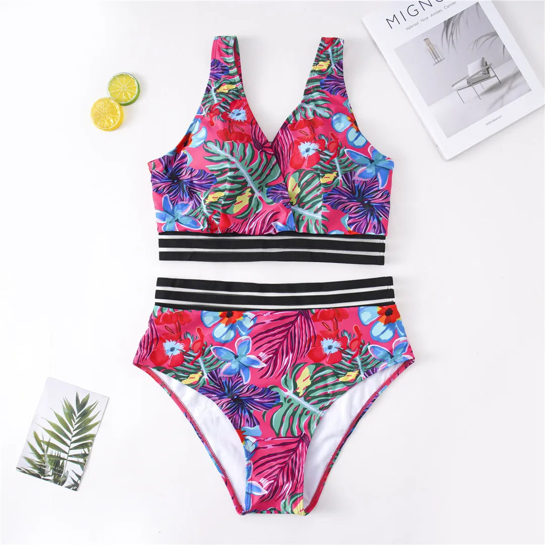 Elegant Printed Plus Size Bikini Set