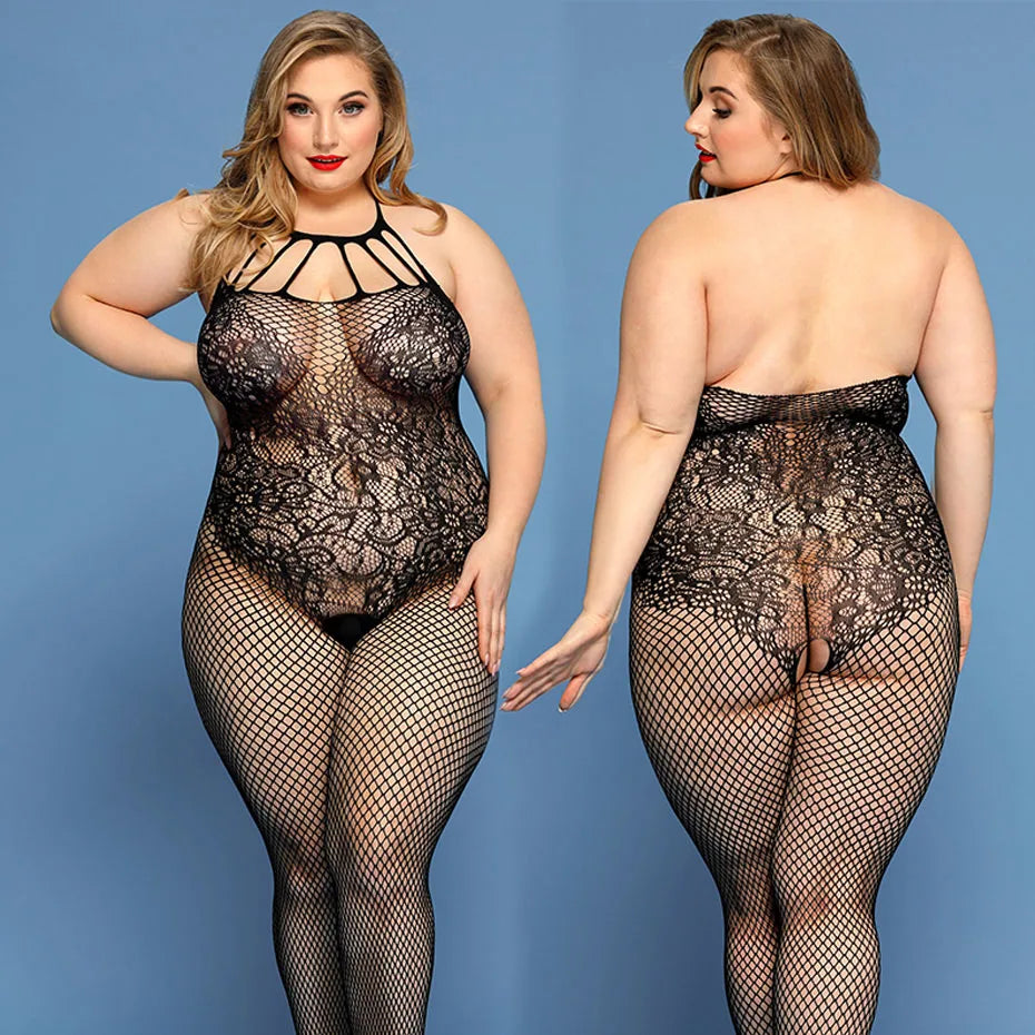 Plus Size Sexy Halter Bodysuit Lingerie for Women Plus Polished Pros