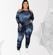 Plus Size 14-22 Tie Dye Two Piece Set - Off Shoulder Plus Polished Pros