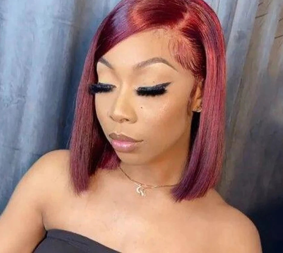 99J Burgundy Brazilian Lace Frontal Wig - Glam Style