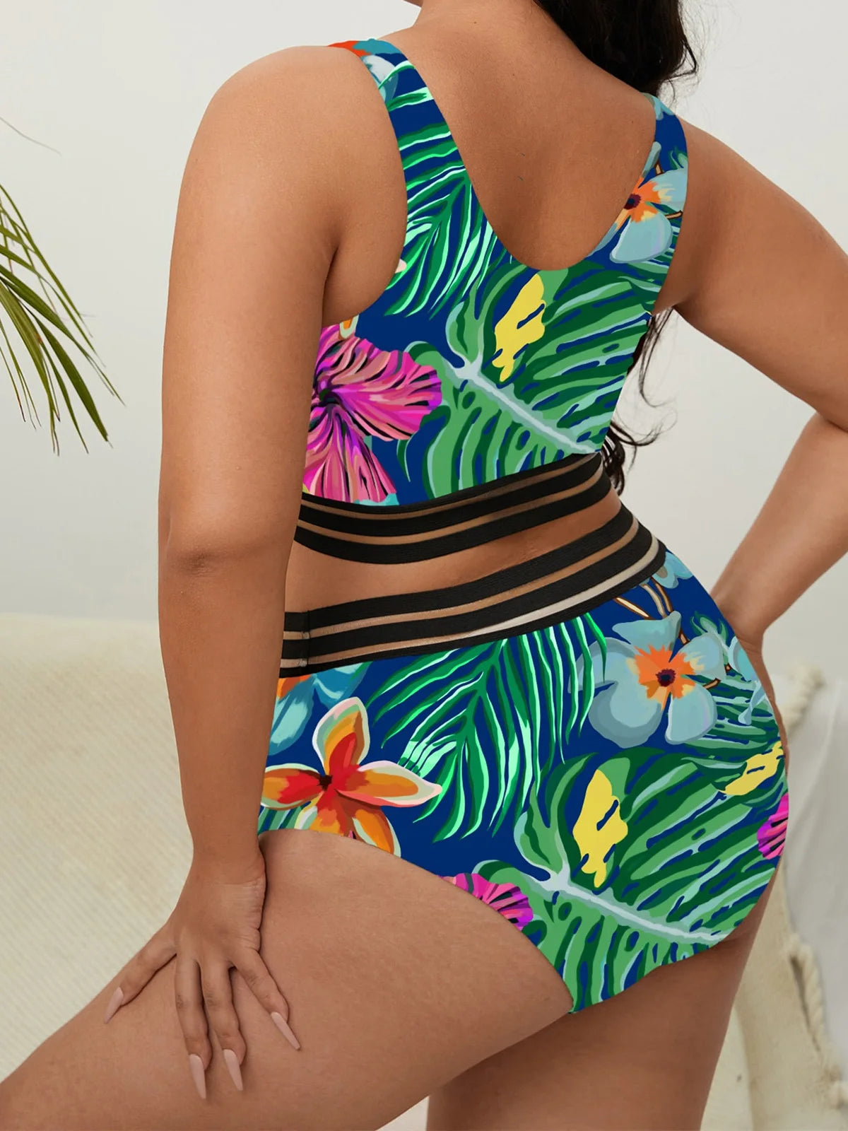 Elegant Printed Plus Size Bikini Set