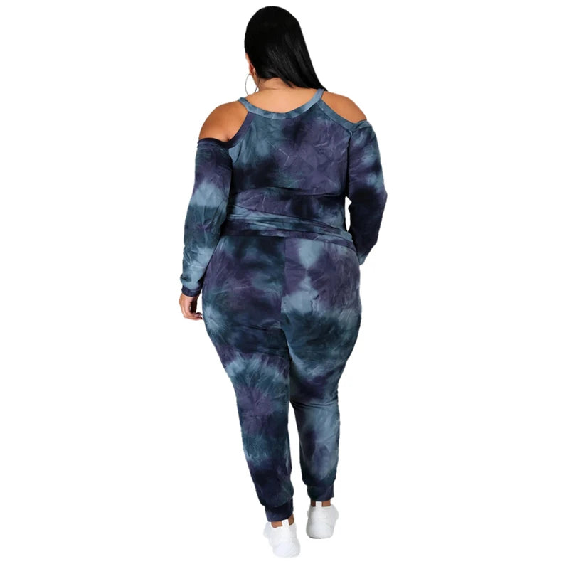 Plus Size 14-22 Tie Dye Two Piece Set - Off Shoulder Plus Polished Pros