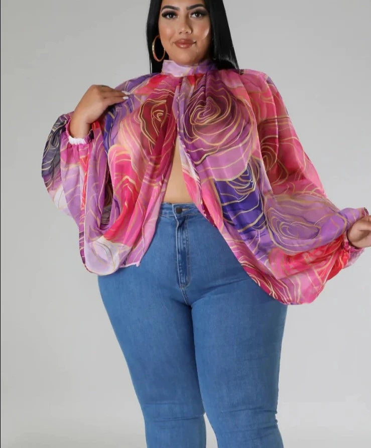 Chic Plus Size 12-20 Gradient Print Chiffon Top Plus Polished Pros