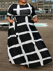 Plus Size Plaid Print Maxi Dress 12-22