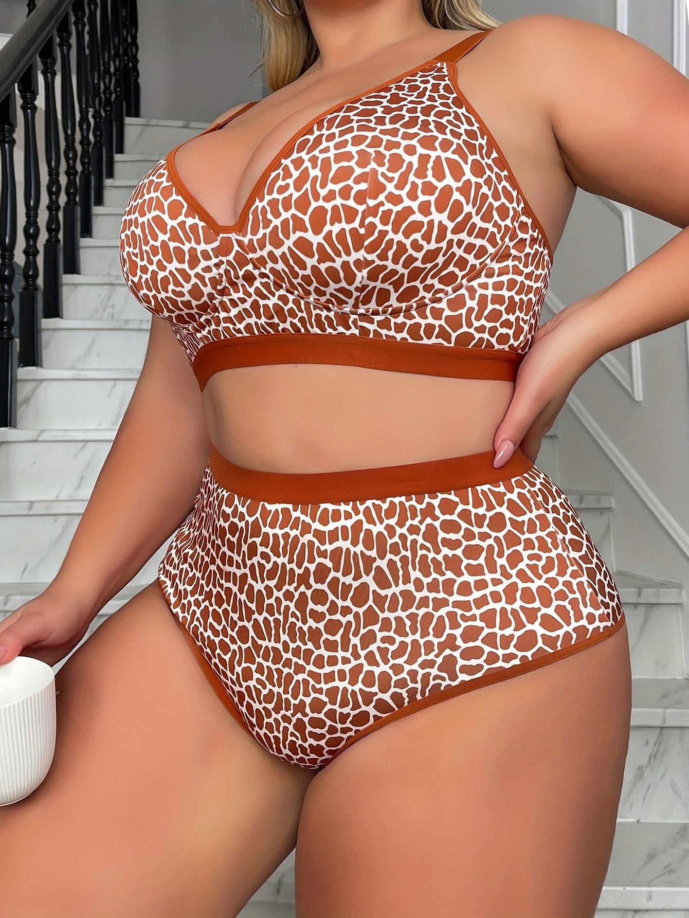 Sexy Plus Size Leopard Lingerie Set Plus Polished Pros