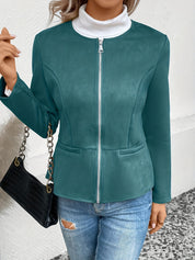 Stylish Plus Size Zip-Up Jacket - Elegant Comfort