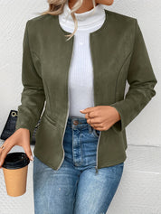 Stylish Plus Size Zip-Up Jacket - Elegant Comfort