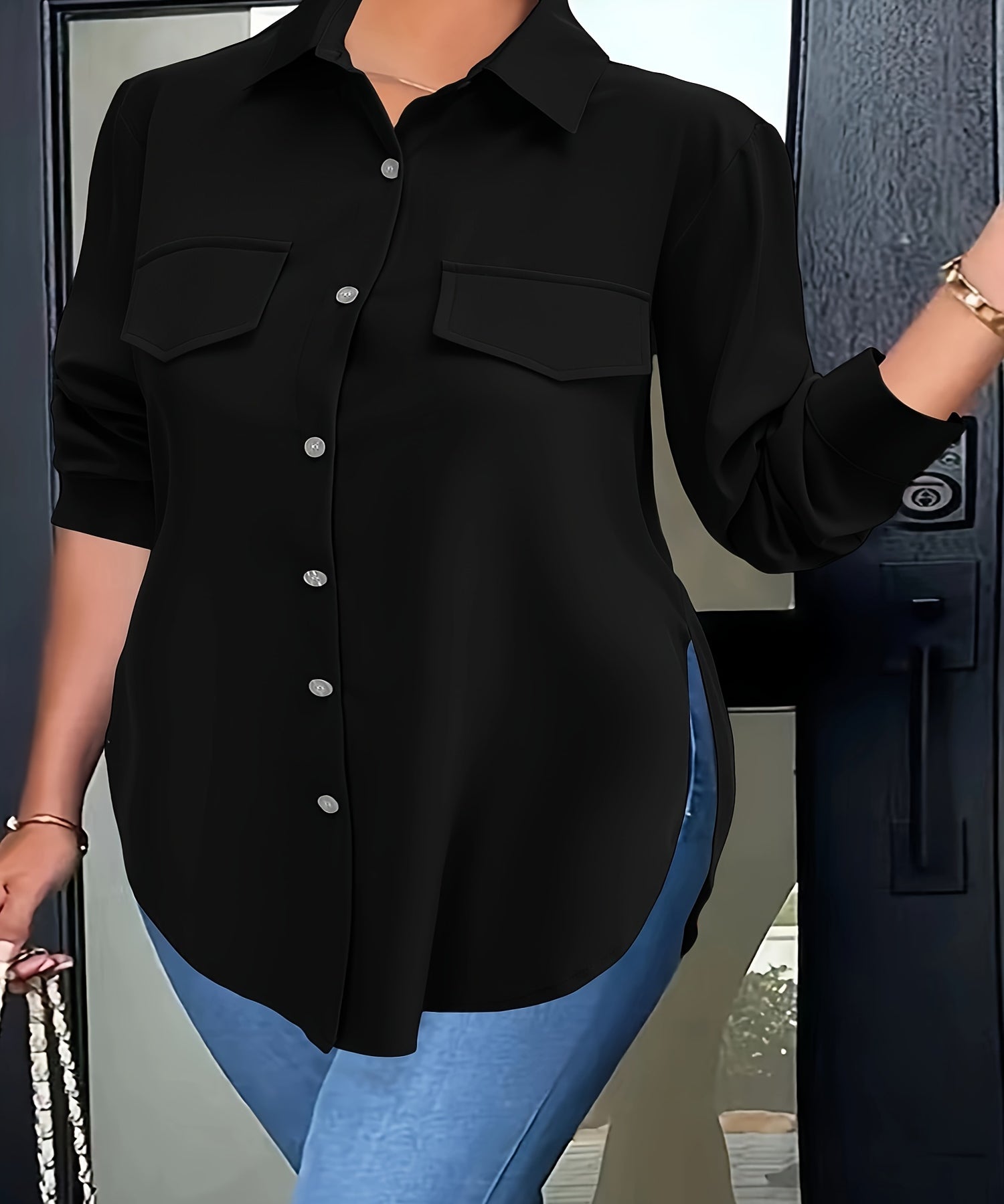 Plus Size 14-28 Collared Blouse - Perfect for All Seasons! Plus Polished Pros