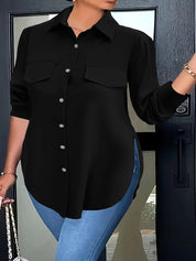 Plus Size 14-28 Collared Blouse - Perfect for All Seasons! Plus Polished Pros